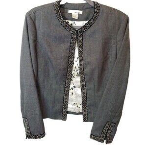 Women's Blazer Size 16 Bead Trim Jazzy Different Unique Office Career Church
